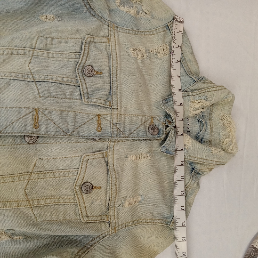 Aeropostale Women's Faded Blue Ripped Denim Jacket Size XS - Picture 6 of 16